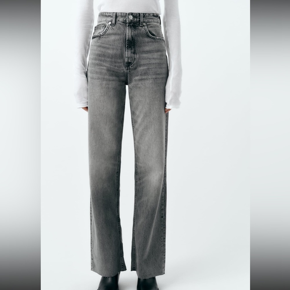Zara TRF High Rise Wide Leg Jeans